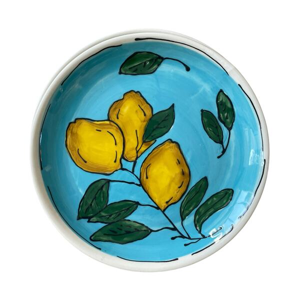Blue Sky Clayworks Lemon Sky Side Plates 8in Set of 4 Blue & Yellow NEW - Picture 12 of 13